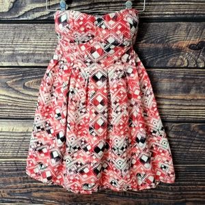 Small Derek Heart Black and Red Strapless Mini Dress